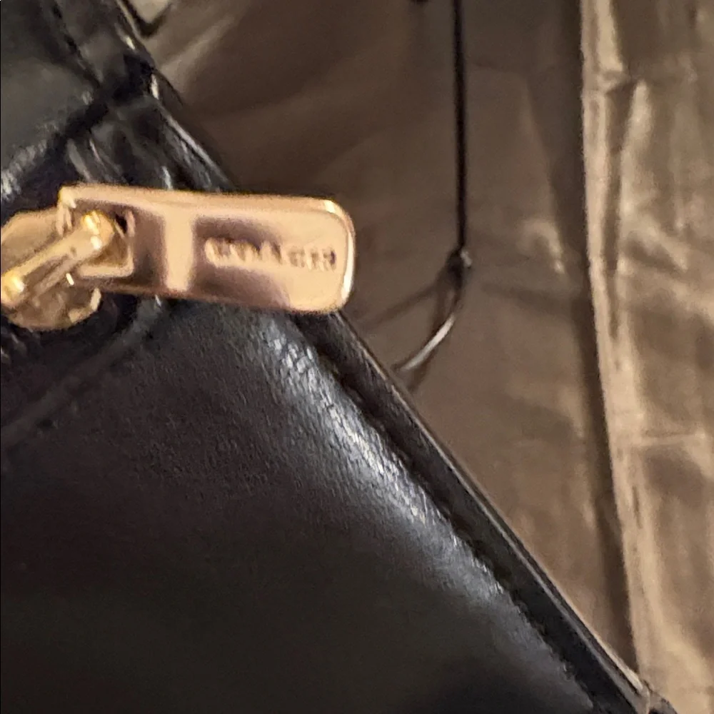 Coach Jade Envelope Black Leather Wallet with Gold Accent F88099